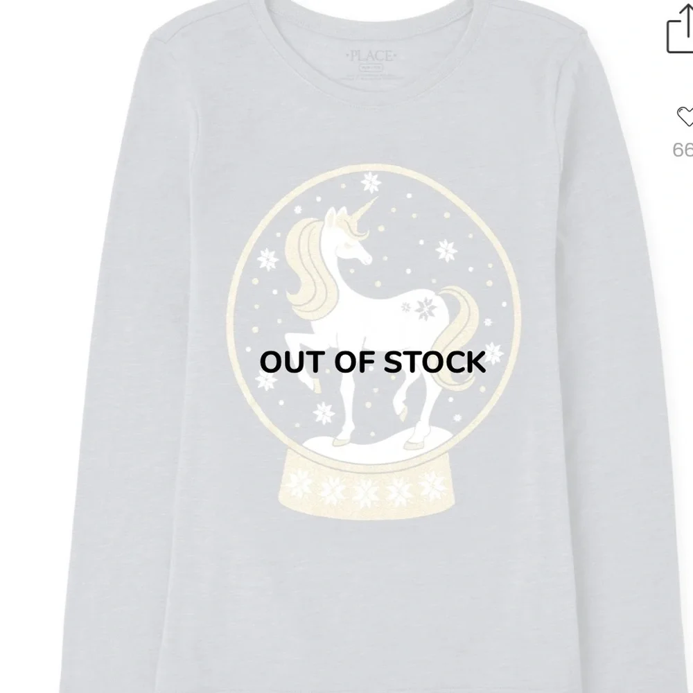 Girls Unicorn Snow Globe Graphic Tee - S/D Slate